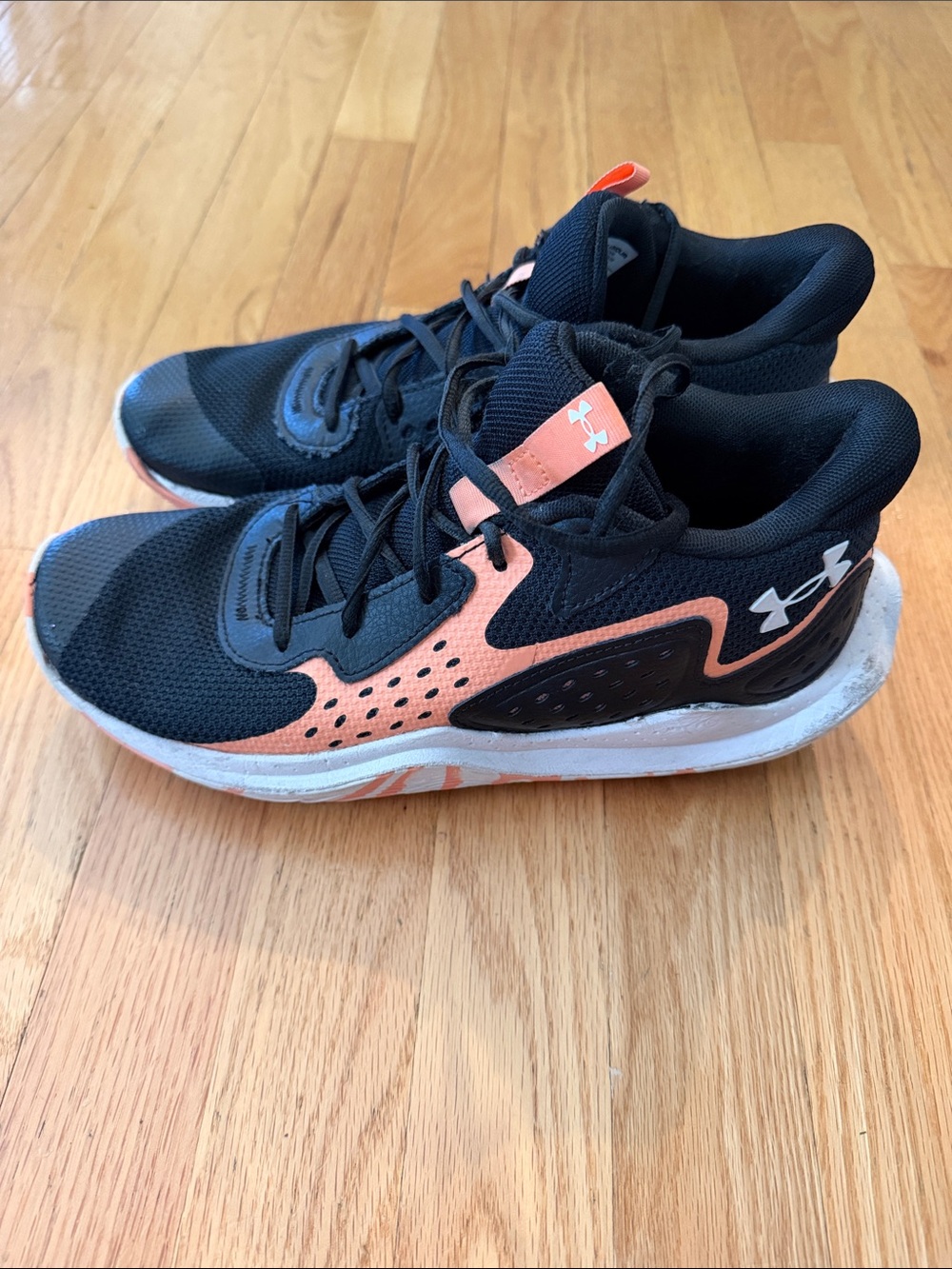 Under Armour Black and Coral Athletic Sneakers